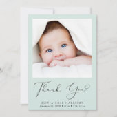 Minimale foto Dank u Mint Birth Aankondiging (Voorkant)