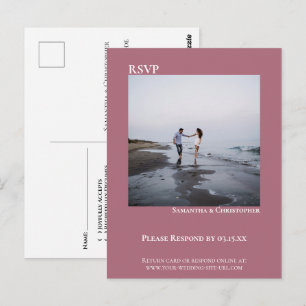 Minimale foto Eenvoudig Roos-huwelijk RSVP Briefkaart