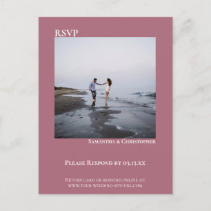 Minimale foto Eenvoudig Roos-huwelijk RSVP Briefkaart