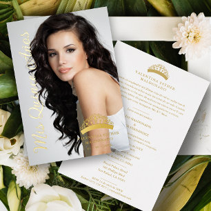 Minimale foto-Fancy kalligrafie bij Crown Quinceañ Folie Uitnodiging