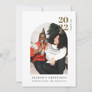 Minimale foto Gold Arch Couple Seasons Greeting Feestdagenkaart