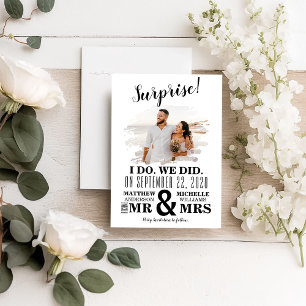 Minimale foto: ik doe, wij deden een elopement aankondiging