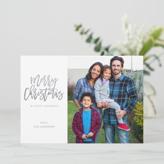 Minimale foto met Silver Sparkle Merry Kerstmis (Staand voorkant)