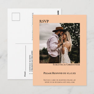 Minimale foto Modern Koral Peach Wedding RSVP Briefkaart