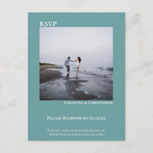Minimale foto Modern Simple Blauwgroen Wedding RSV Briefkaart