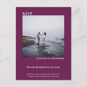 Minimale foto Moderne Cassis Simple Wedding RSVP Briefkaart