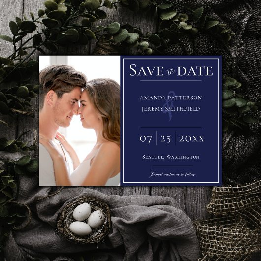 Minimale foto | Navy Blue Save the Date