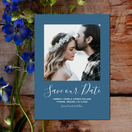 Minimale foto Opslaan Datum | Blauw Save The Date