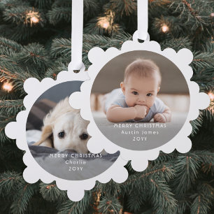 Minimale foto overlay Witte tekst Vrolijk kerstfee Ornament Kaart