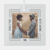 Minimale foto-Passen getrouwd 1 Kerstmis Glas Ornament (Voorkant)