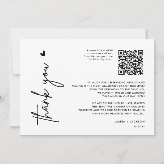 Minimale foto QR-code Hartelijk dank Bedankkaart (Voorkant)