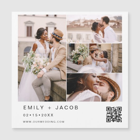 Minimale foto QR code White Wedding Magnetische Uitnodiging (Voorkant)