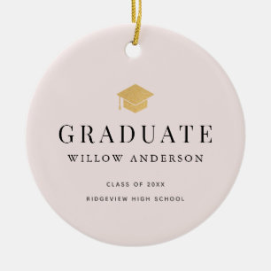 Minimale foto-roze van de Gradupafkap Keramisch Ornament