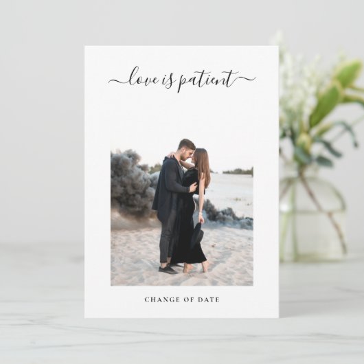 Minimale foto-uitzending bruiloft Datum veranderin Aankondiging (Staand voorkant)