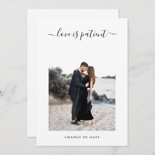 Minimale foto-uitzending bruiloft Datum veranderin Aankondiging (Voorkant / Achterkant)