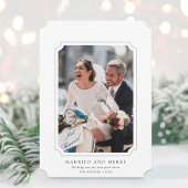 Minimale foto van getrouwde en vrolijke Passen get Feestdagenkaart