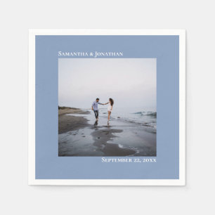 Minimale foto van het moderne esty blauwe huwelijk servet