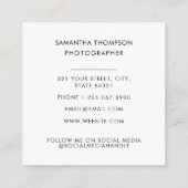 Minimale foto van moderne fotograaf QR-code Vierkante Visitekaartje (Achterkant)