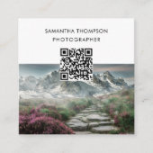 Minimale foto van moderne fotograaf QR-code Vierkante Visitekaartje (Voorkant)