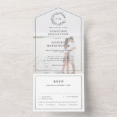 Minimale foto van zwarte en witte moderne bruiloft all in one uitnodiging (Binnen)