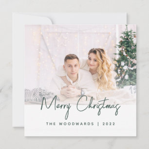 Minimale foto vrolijk kerstfeest groen schrift