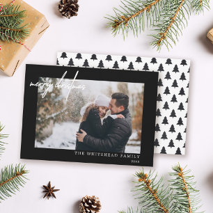 Minimale foto White Merry Black met kerstmis Feestdagenkaart