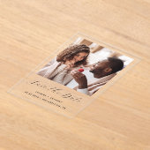 Minimale Foto Zwart Script Wedding Sla de datum op Acryl Uitnodigingen (Laagn)