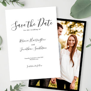 Minimale foto zwart wit bruiloft opslaan van de da save the date