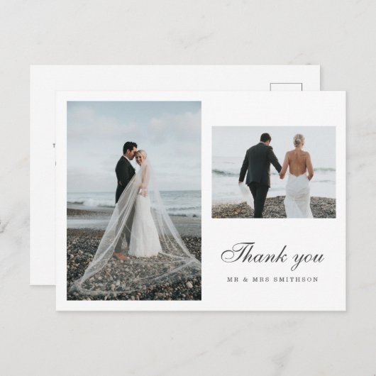 Minimale fotobruiloft Dank u Briefkaart (Voorkant / Achterkant)