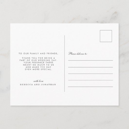 Minimale fotobruiloft Dank u Briefkaart (Achterkant)