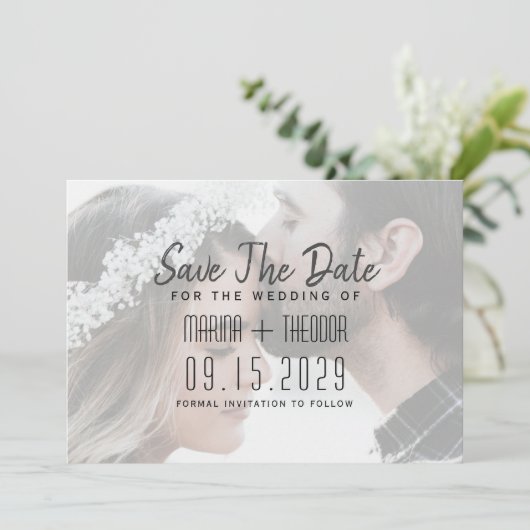 Minimale fotobruiloft Opslaan datum Save The Date (Staand voorkant)