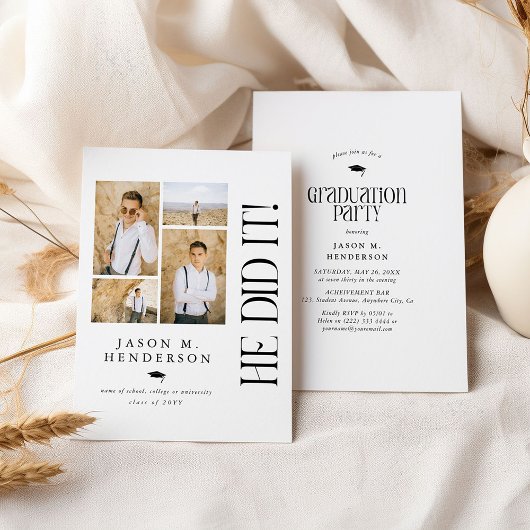 Minimale fotocollage afstudeerfeest kaart