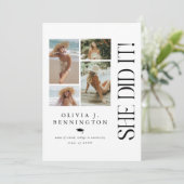 Minimale fotocollage afstudeerfeest kaart (Staand voorkant)