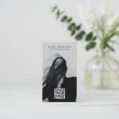 Minimale fotografie Moderne Sociale Media QR Code Visitekaartje (Staand voorkant)