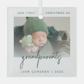 Minimale fotogrootouders 1 Kerstgroen Glas Ornament (Voorkant)