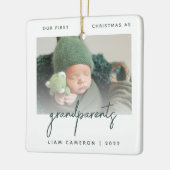 Minimale fotogrootouders 1 Kerstgroen Keramisch Ornament (Links)