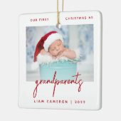 Minimale fotogrootouders 1 Kerstrood Keramisch Ornament (Links)