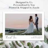 Minimale fotokalligrafie bruiloft bedankkaart