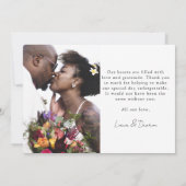 Minimale fotokalligrafie bruiloft bedankkaart (Achterkant)