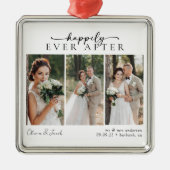 Minimale fotokalligrafie bruiloft metalen ornament (Voorkant)