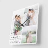 Minimale fotokalligrafie bruiloft vierkante klok (Hoek)