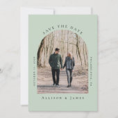 Minimale Gebogen Foto Saliegroen Save The Date (Voorkant)