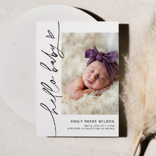 Minimale geboorteaankondiging Baby EVERLEIGH Kaart