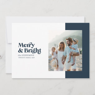 Minimale gedurfde moderne kerstfoto feestdagenkaart
