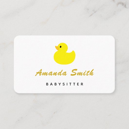 Minimale gele eend Babysitter Visitekaartje (Voorkant)