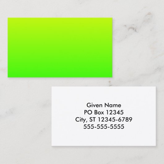 Minimale Gele Groene Gradiënt Visitekaartje (Voorkant / Achterkant)