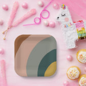 Minimale geluidsgolven in Boho Earth Tones Papieren Bordje (Feest)