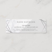 Minimale geometrische marmer grijze zilverkorting mini visitekaartje (Achterkant)