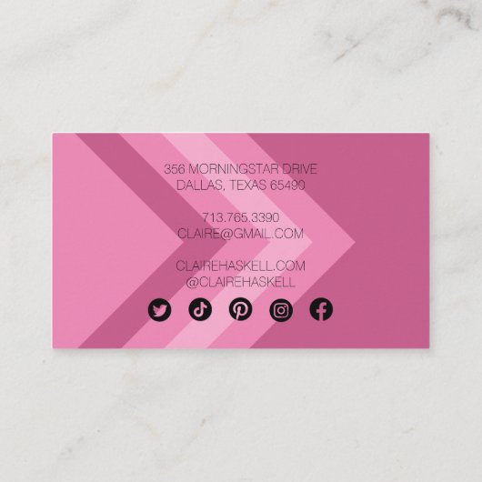 Minimale geometrische sociale mediaconicons roze o visitekaartje (Achterkant)