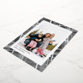 Minimale geruite enkele foto grijze verticale echt folie feestdagenkaart (Gedraaid)